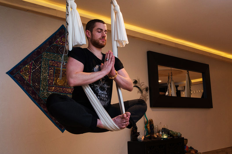 Aerial Yoga Class instructor Nate Metz