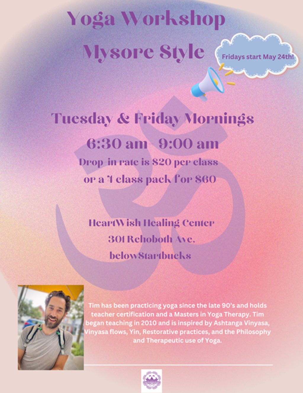 Tuesdays & Fridays Yoga Workshop Mysore Style