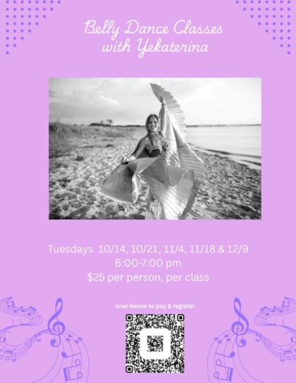One hour belly dance classes led by Yekaterina.